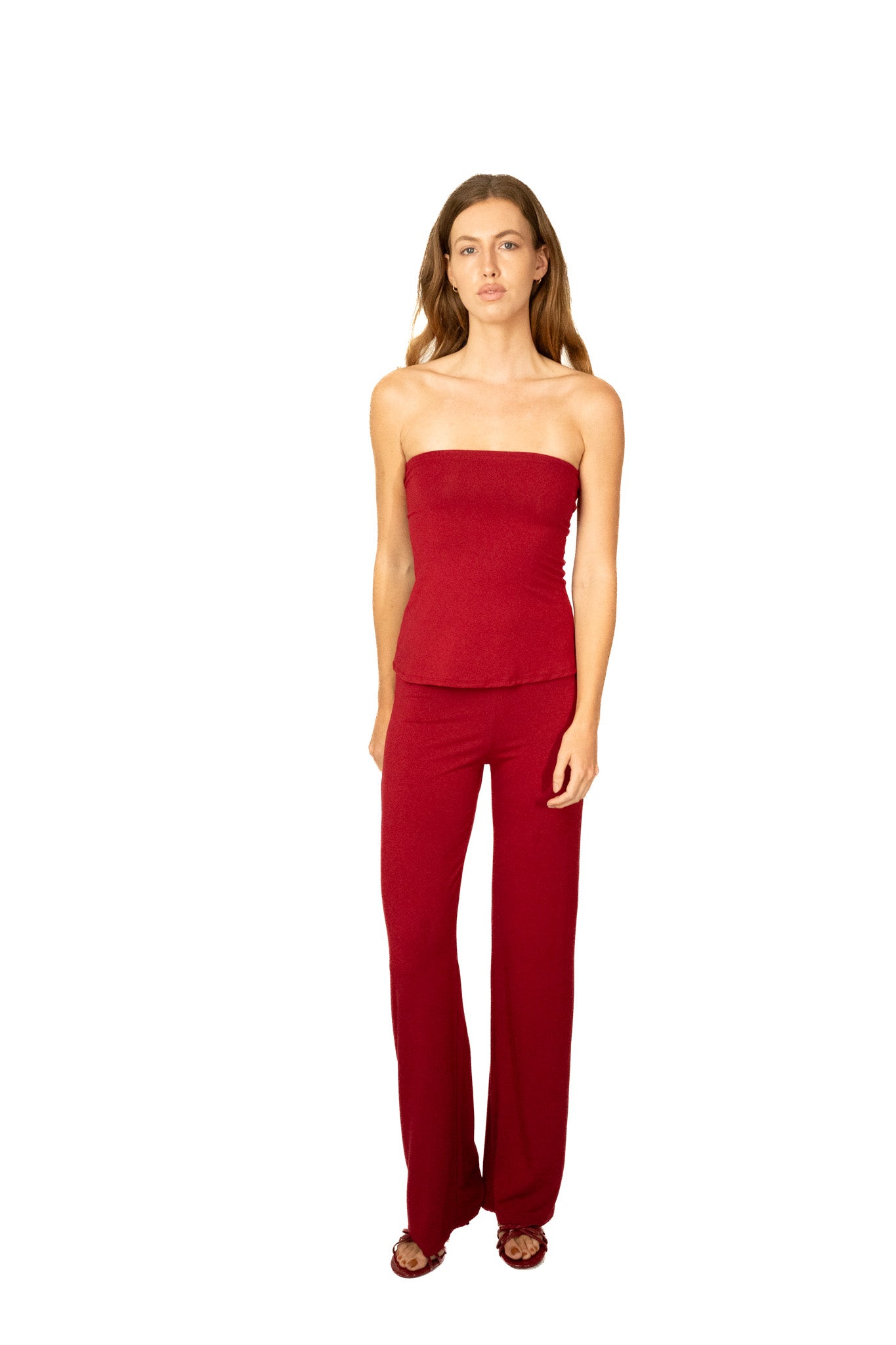 The bamboo strapless top - red