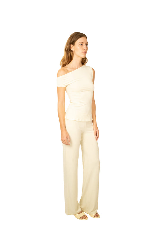 The bamboo midi off shoulder top - butter yellow
