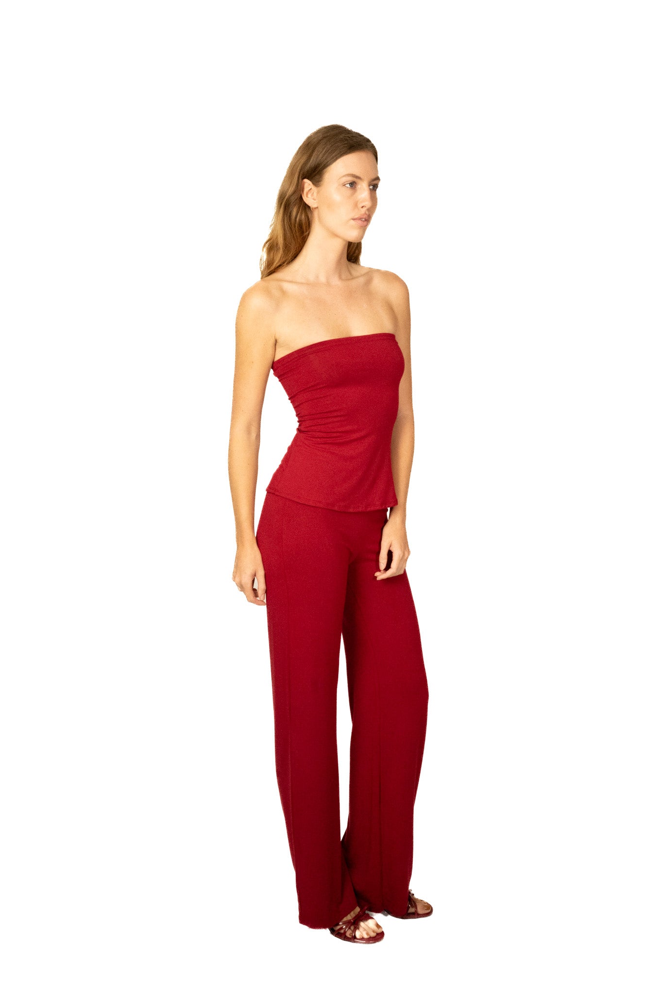 The bamboo strapless top - red