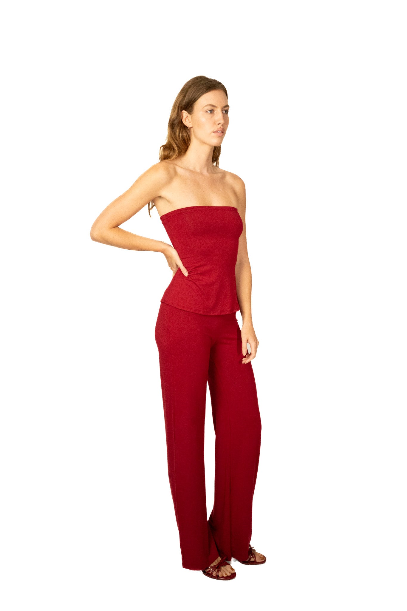 The bamboo strapless top - red