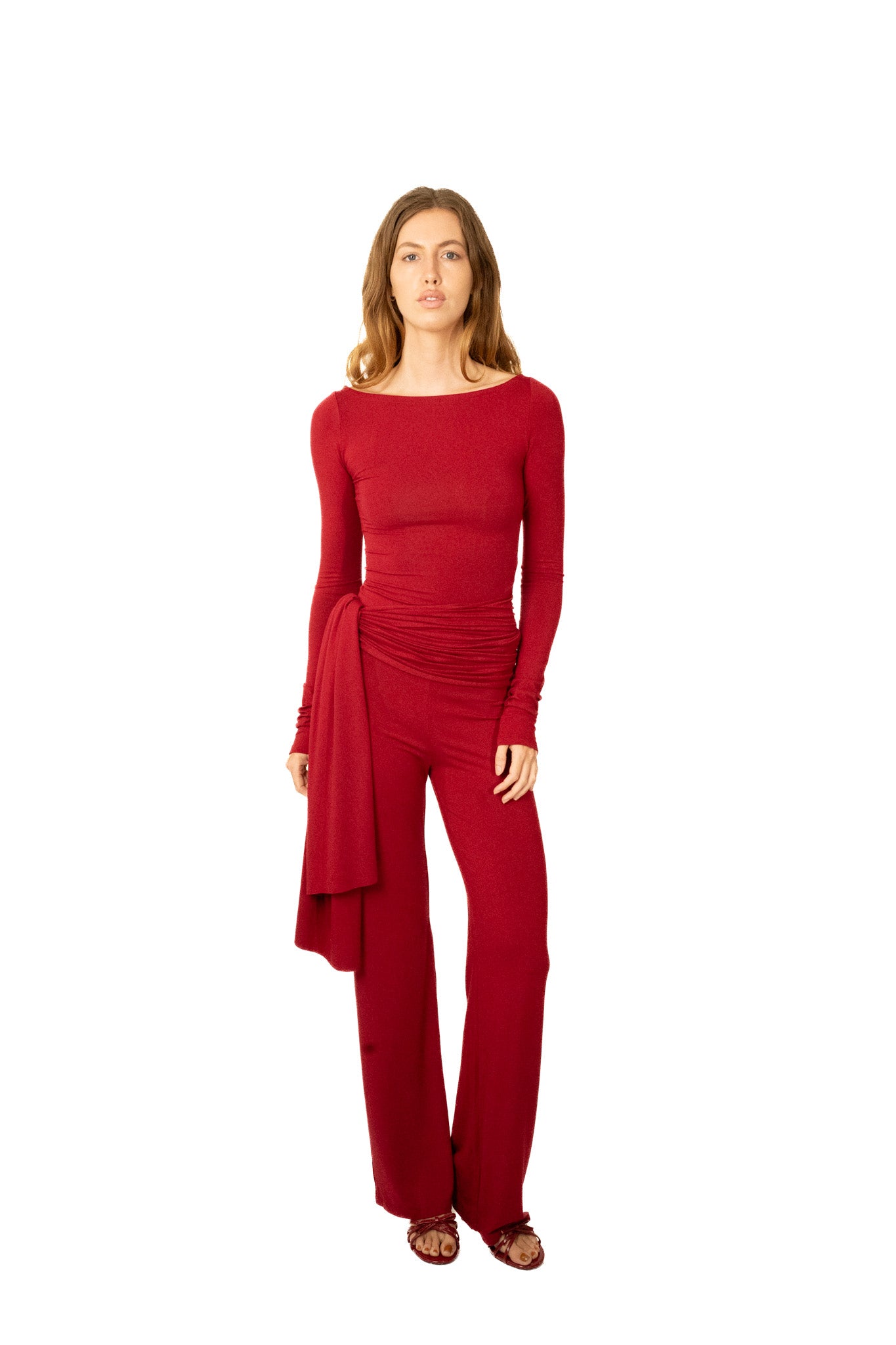 The bamboo longsleeve top - red