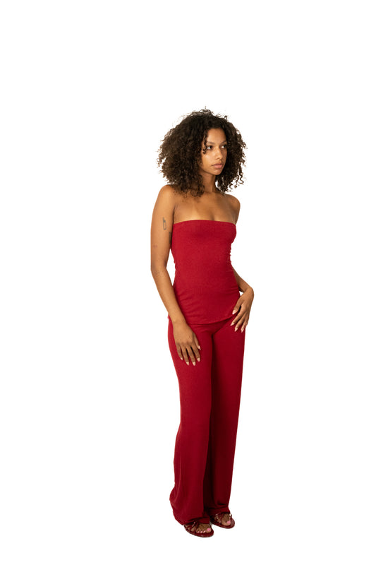 The bamboo strapless top - red