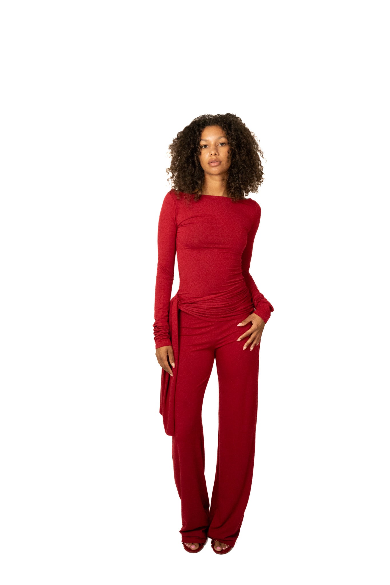 The bamboo longsleeve top - red
