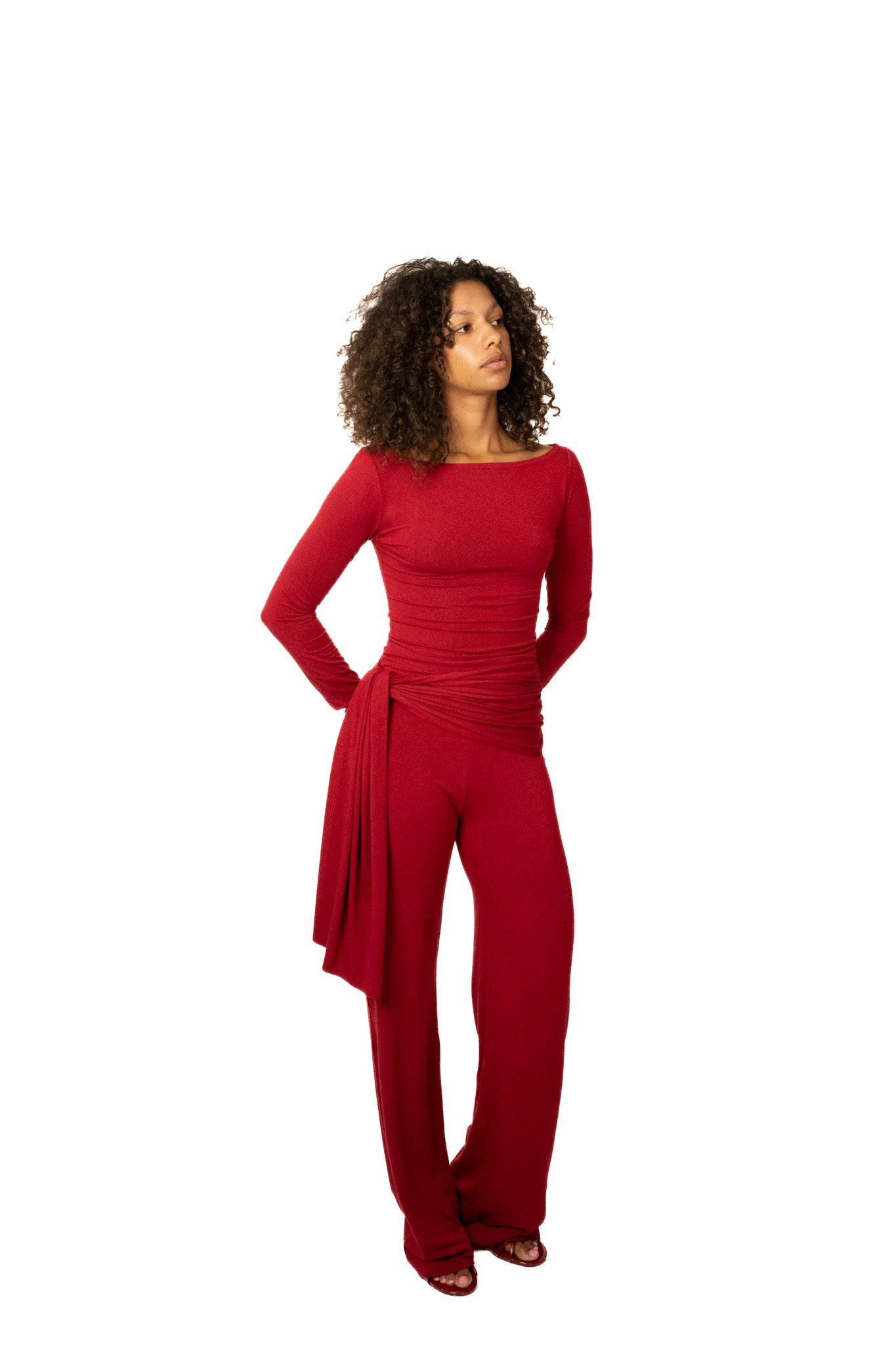 The bamboo longsleeve top - red