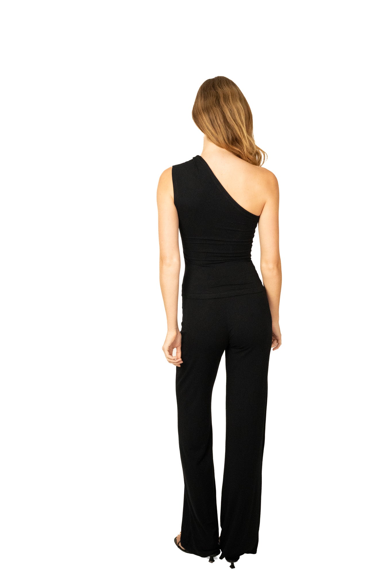 The bamboo one shoulder top - black