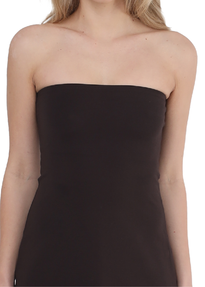 THE STRAPLESS DRESS - BROWN