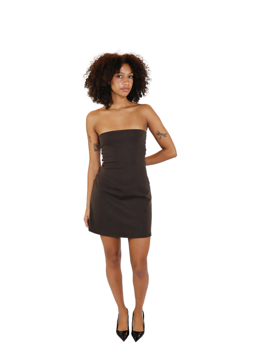 THE STRAPLESS DRESS - BROWN